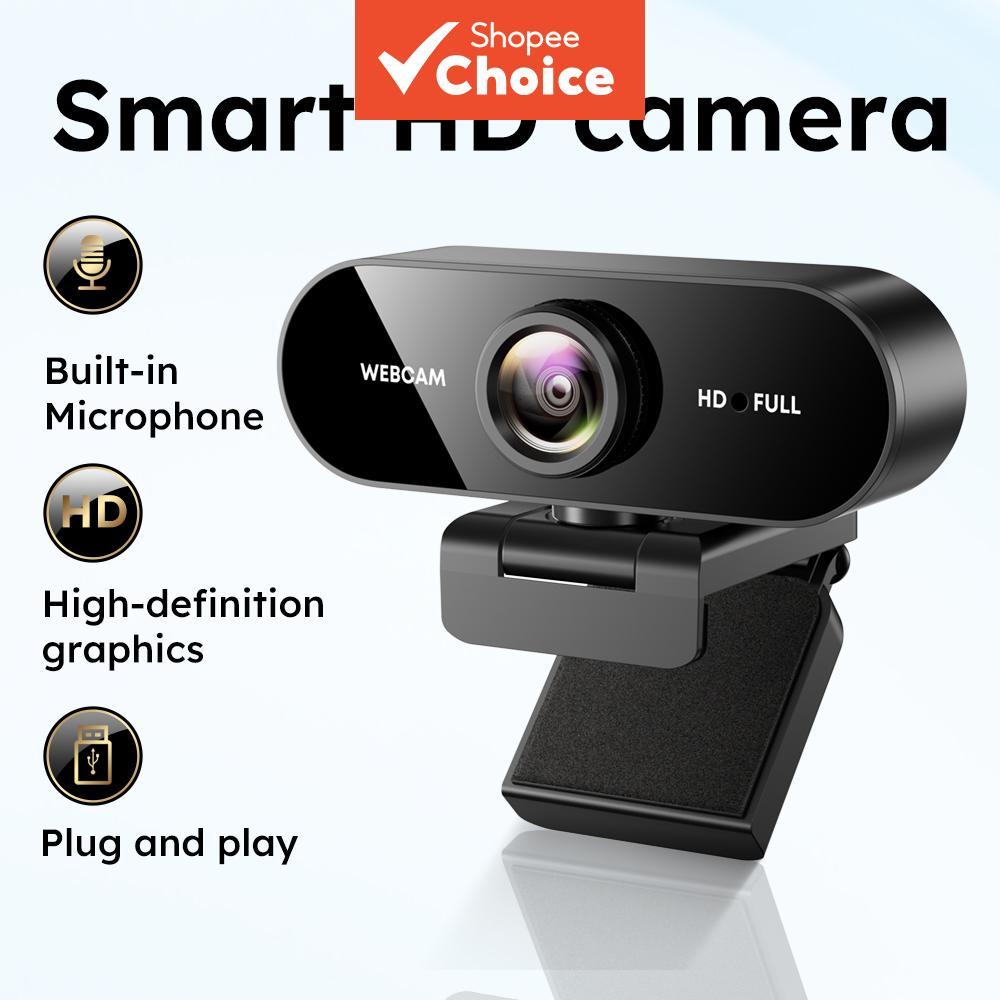 Webcam FHD 1080P com Microfone, Câmera USB para Laptop e Desktop, Ângulo Amplo para Aula Online e Conferência de Vídeo, em Oferta na Shopee