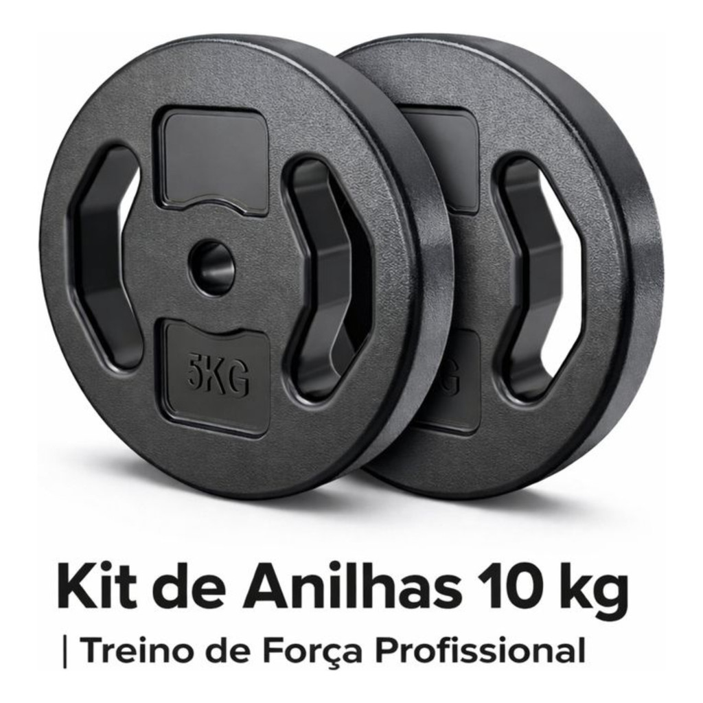 Kit Anilhas 10kg 2x5kg Treino Musculação Halteres Barra 28mm
