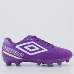 Chuteira Umbro Techno II Campo Juvenil Roxa e Branca