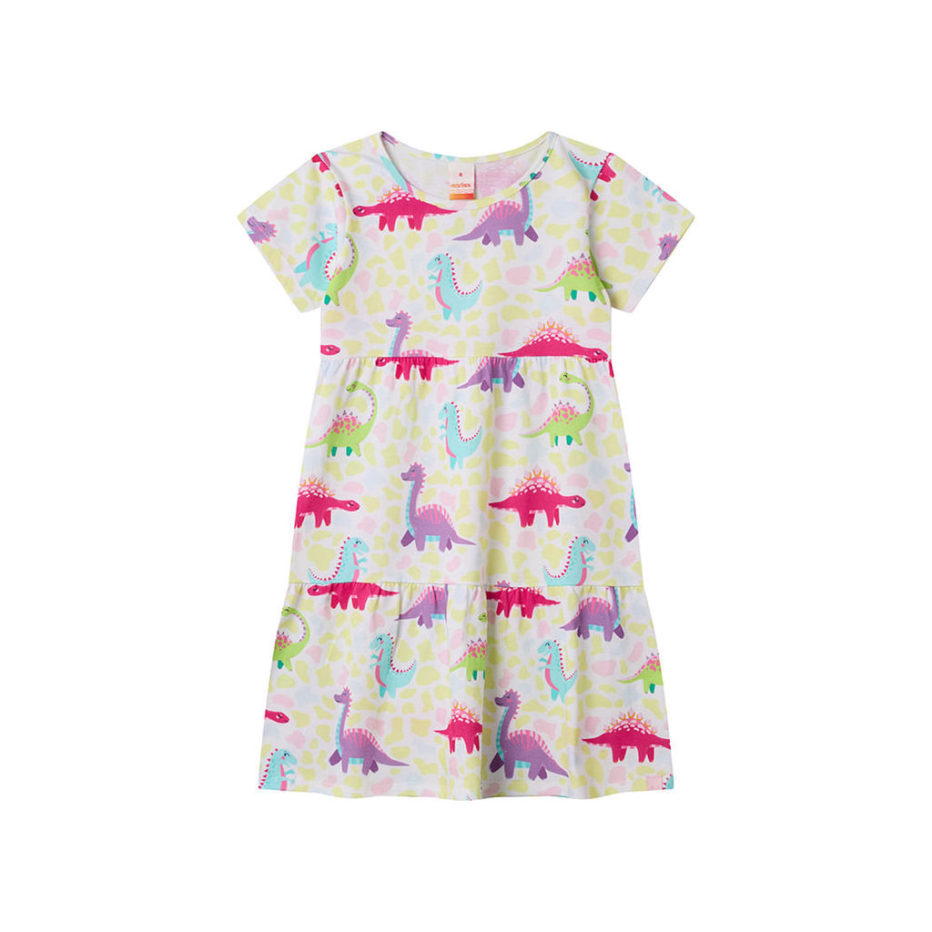 Vestido Estampado Dino Menina Marisol em Oferta na Shopee