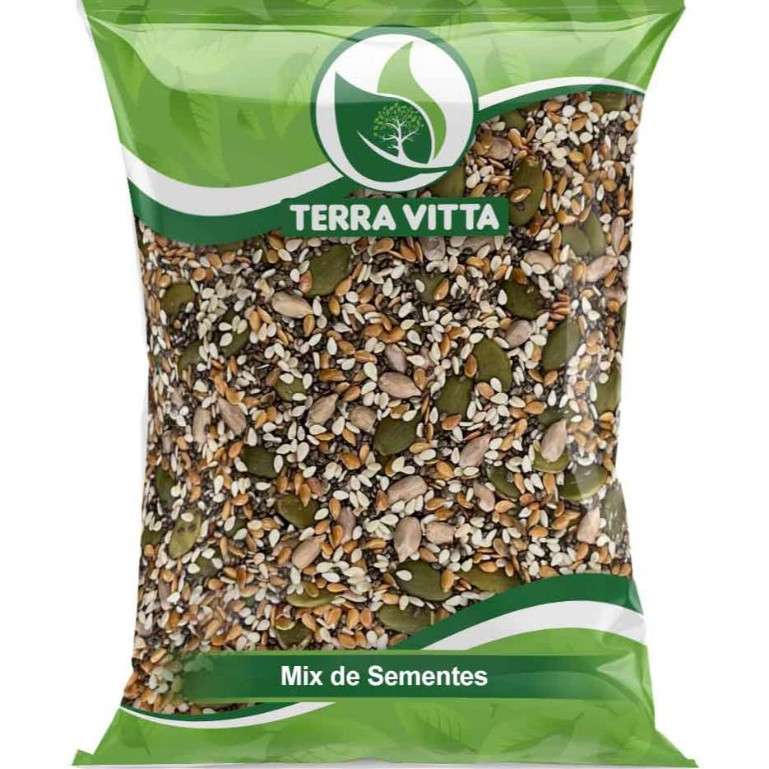 Mix de Sementes - Abóbora, Girassol, Chia, Linhaça Dourada e Gergelim 1kg Ou 500g (O MAIS COMPLETO)