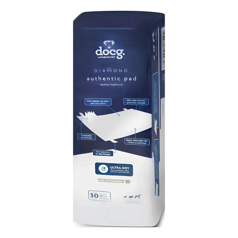 Tapete Higiênico Pet Cães Docg Blue Authentic Pad 30 Unidade