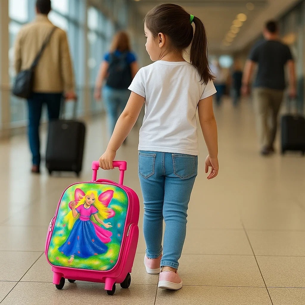 Mochila Escolar Infantil Rodinhas Princesa Rosa Carrinho Menina Bolsa Criança Levar Material Escolar