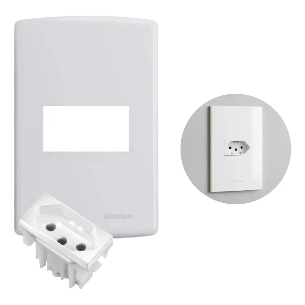 Placa C/tomada 10a Conjunto 4x2 Branco 2p+T Alumbra Siena