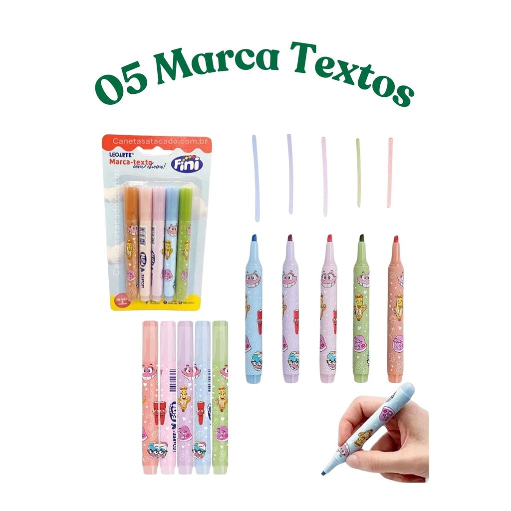 05 Marca Texto com cheirinho de Fini Marcador de texto com cheiro de bala papelaria em Oferta na Shopee
