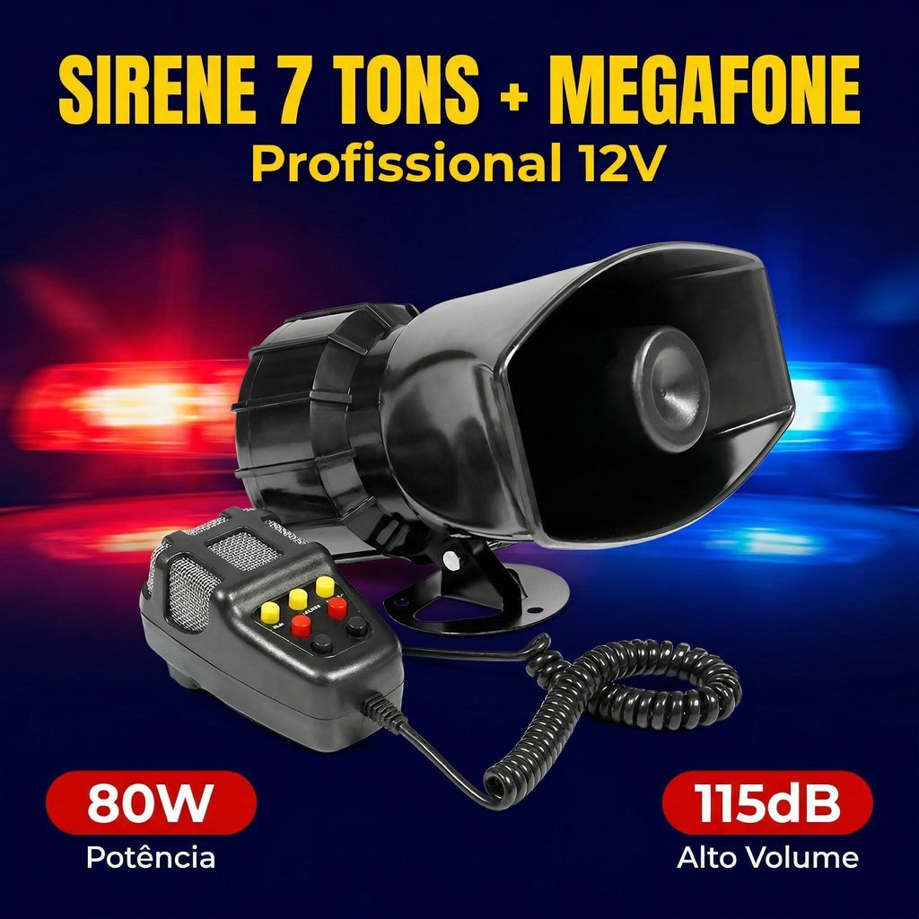 Sirene Automotiva Sigma Com Microfone E Alto-falante 80w