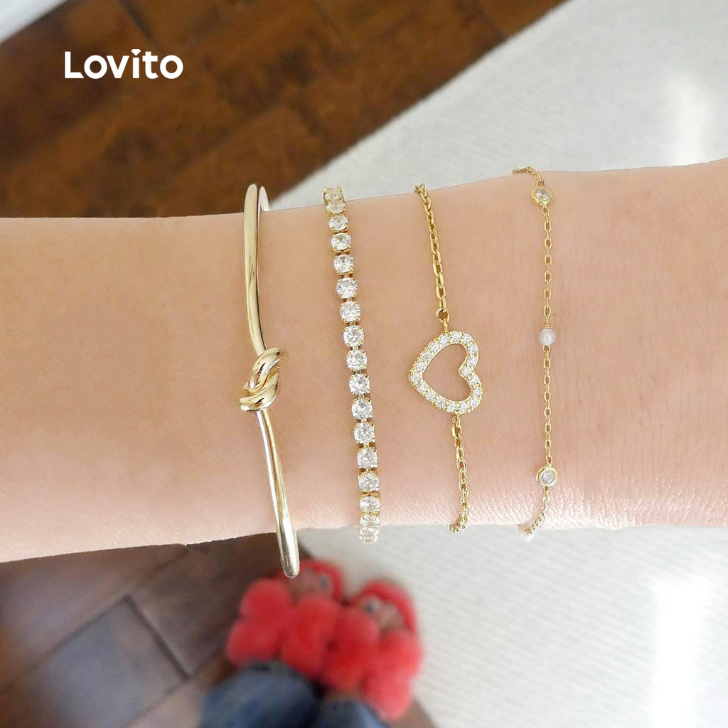 Lovito  Casual Pack de 4 Pulseiras combinadas LFA111200 em Oferta na Shopee