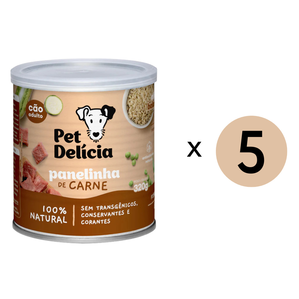 Kit 5 Ração Úmida Pet Delícia Cães Panelinha De Carne - 320G em Oferta na Shopee