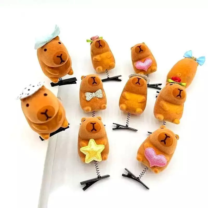 1/2/5 Pçs Grampos De Cabelo De Capivara 3D Fofos Moda Desenho Animado Pelúcia Grampo De Bico De Pato Para Criança Festa