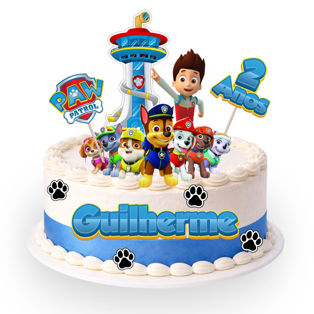 Topo de Bolo Patrulha Canina Aniversario Mesversario Personalizado para Festa de Aniversario Infantil Criança