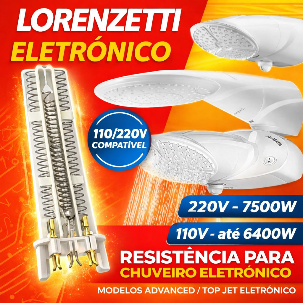 Resistência Advanced TopJet Chuveiro Lorenzetti  110V e 220V 6400W 7500W