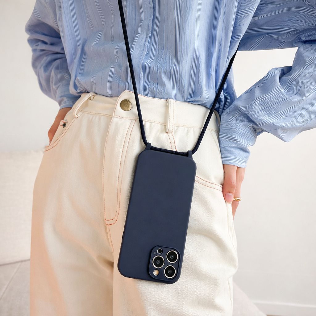 Capa Capinha com Cordão para iPhone 17 17 Air 16 16E 15 14 13 12 11 Pro Max TPU Lisa Aveludada Antichoque em Oferta na Shopee