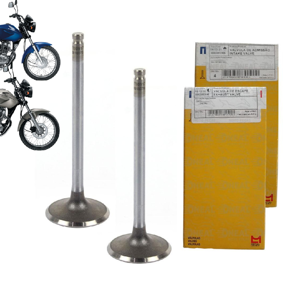 Par Válvula Admissão e Escape Cg Titan 150 Fan 150 Ks Esd 2004 à 2015 Metal Leve