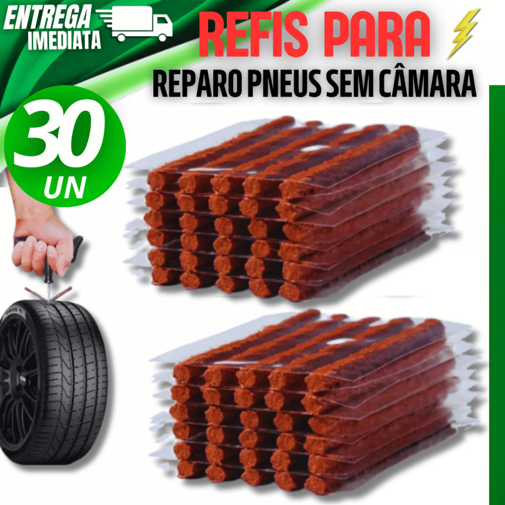 KIT 60 REFIL BORRACHARIA MACARRAO REPARO PNEU SEM CAMARA CARRO MOTO BIKE CAMINHAO Fenomenal original