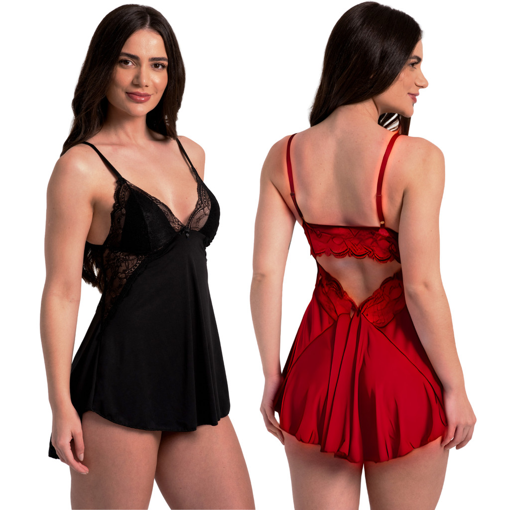 Camisola Sexy Feminina sem Bojo com Renda e Costas Abertas renda delicada costa nua