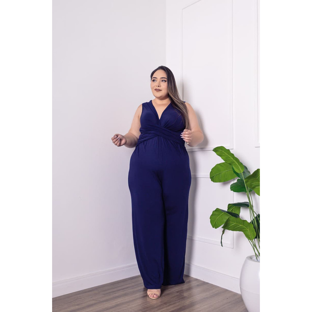 Macacão Plus Regata Casual Barra Flare Lindo Pro Verão Top