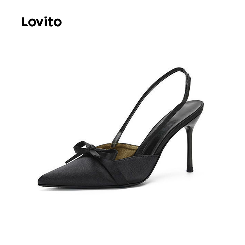 Lovito Sexy Borboleta Arco Costas Vazio Cetim O Salto De Heroína Temperamental Para Mulheres LFA79024 em Oferta na Shopee