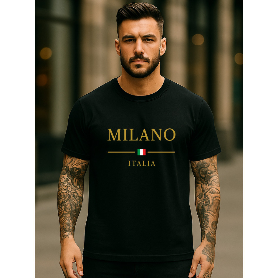 Camiseta Masculina Camisa 100% Algodão Blusa Estampada Milano Gola Redonda Varias Cores Manga Curta