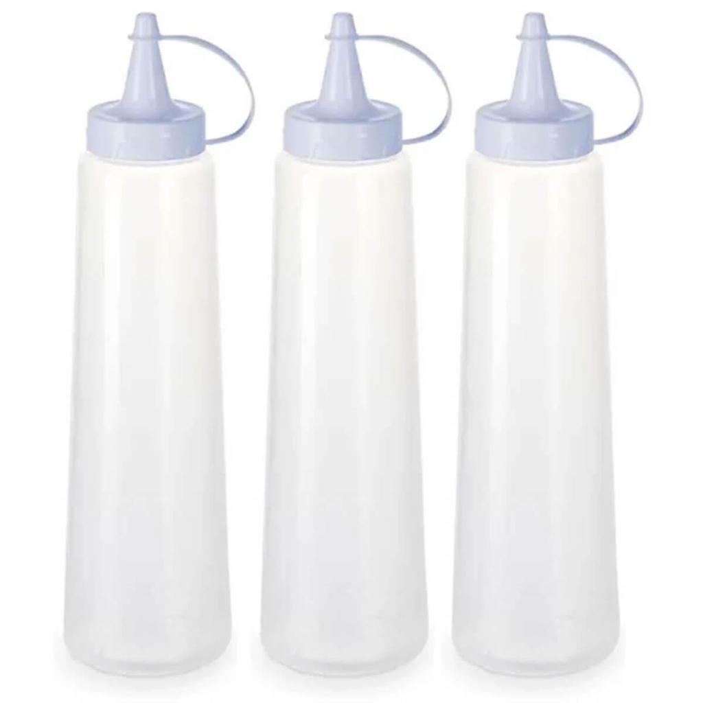 Kit 3 Bisnagas Plásticas Grandes 400ml para Molhos Maionese Plasvale Lanchonete  Bar