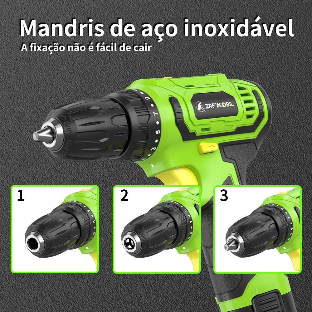 Elétrica Parafusadeira Furadeira Sem Fio 1300mAh 3/8" 1 Bateria 12V — imagem 2 de 2