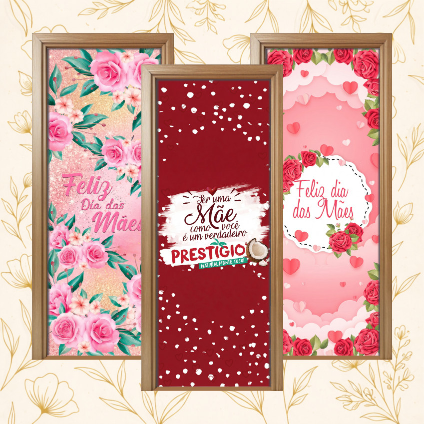 Painel de Porta Dia das Mães | Amor de Mãe Eterno | Tecido Premium | Frete Grátis | Vários...