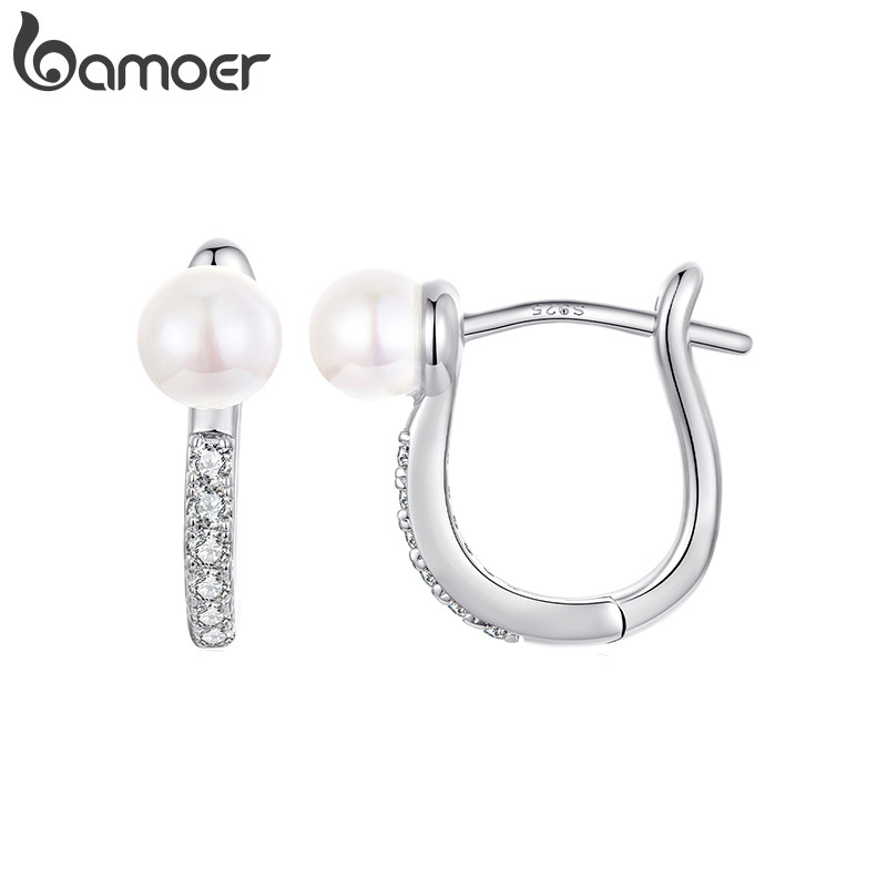 Brincos Bamoer Pérola Simples Para Mulheres Meninas Joias Moda