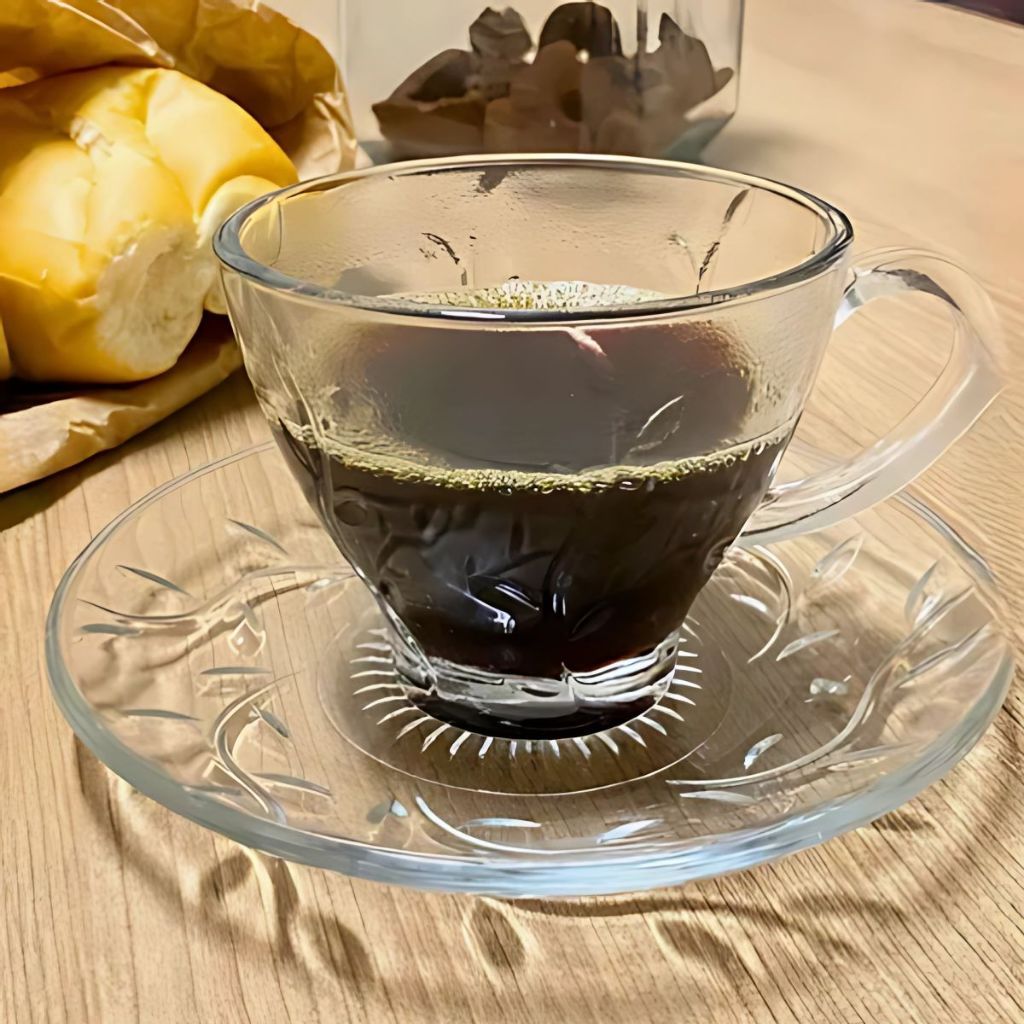 Jogo Xícaras Café Chá Com Pires 220ml 12 Peças Vidro Transparente Resistente Kit Elegante Mesa Egito