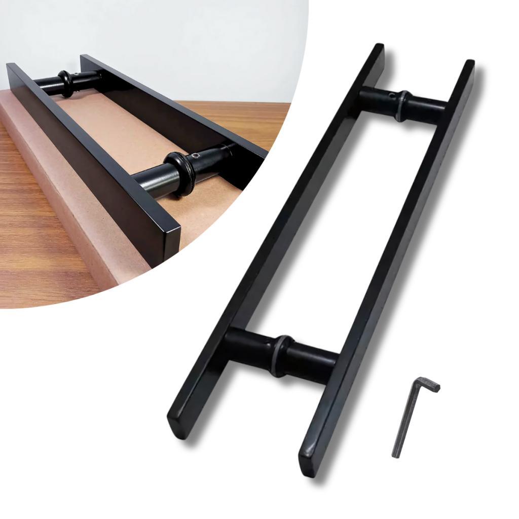 Puxador Inoxidável Duplo Quadrado Preto Fosco Para Portas Madeira e Vidro (30cm; 40cm; 50cm; 60cm) em Oferta na Shopee