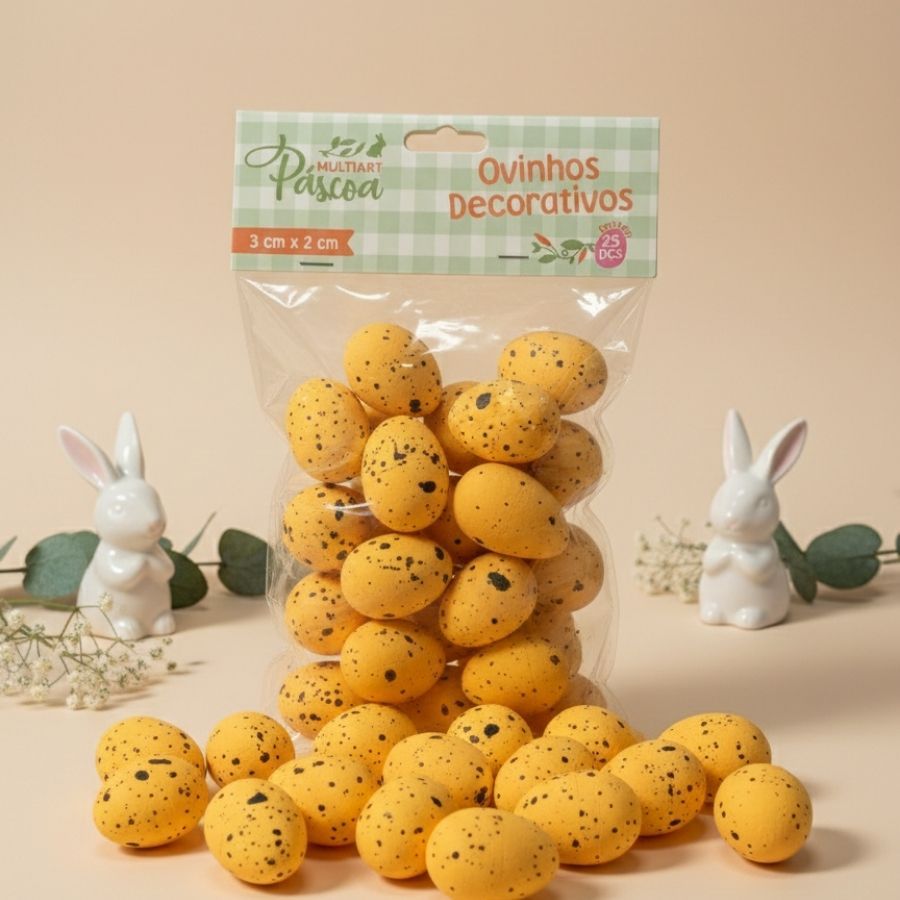 Ovinhos de Páscoa Decorativos Laranja com Manchinhas - 3cm  - 25 unidades - Rizzo em Oferta na Shopee
