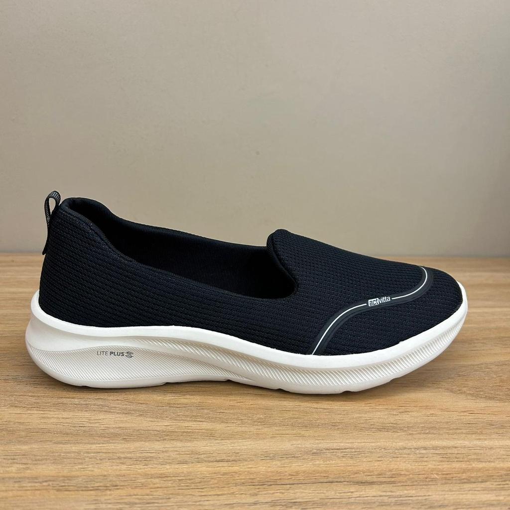 Tênis Feminino Activitta 4853100 Macio Leve Confortável Flexível Caminhada Casual Esportivo Sem Cadarço Calce Slip On