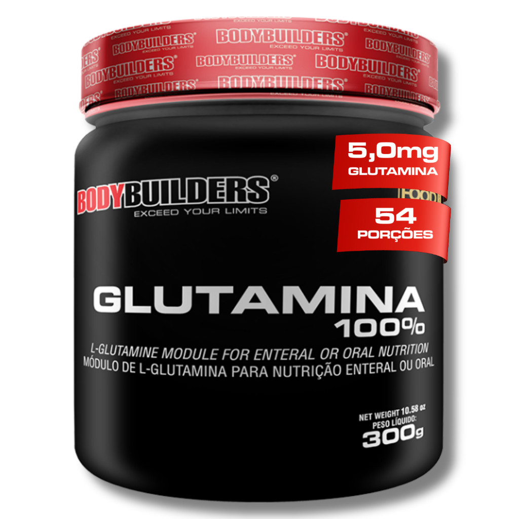 Glutamina 100% Pura 300g - Desempenho e Saúde - Bodybuilders