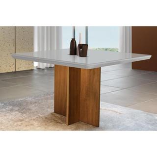 Mesa de Sala Jantar Berlim c/Tampo Madeirado Vidro Canto Reto 90x90cm Off White/Imbuia-Vidro Off White - Rufato em Oferta na Shopee