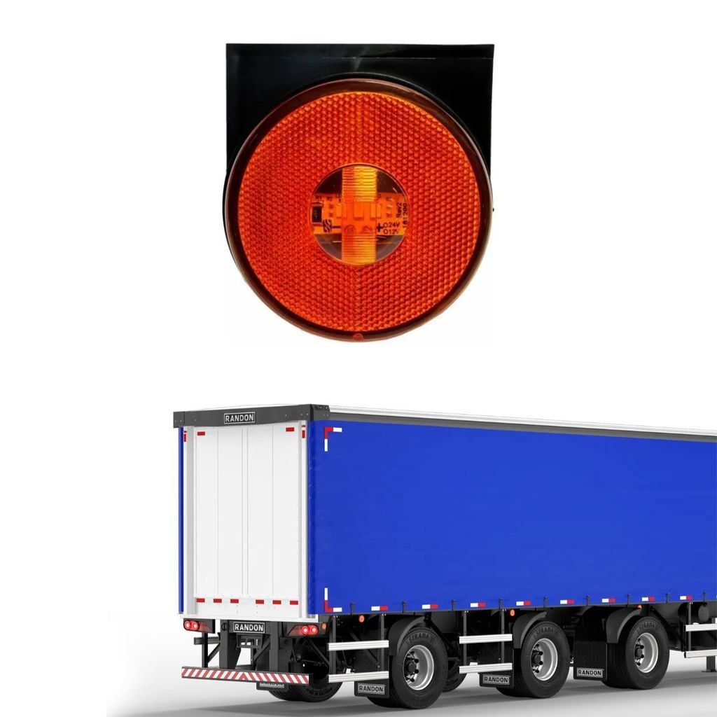 LANTERNA LATERAL DELIMITADORA PARA CARRETA RANDON BIVOLT 85MM  COM SUPORTE E SAIDA DE FIOS AMBAR