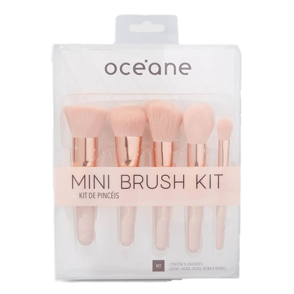 Mini Brush Kit com 5 Pincéis de Maquiagem Océane