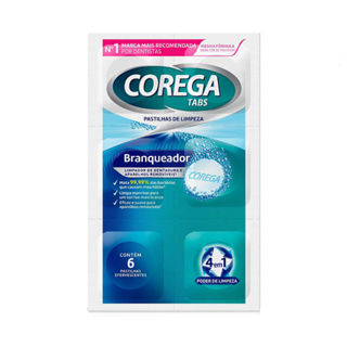 Corega Tabs Limpador de Dentadura Branqueador com 6 Pastilhas Efervescentes em Oferta na Shopee