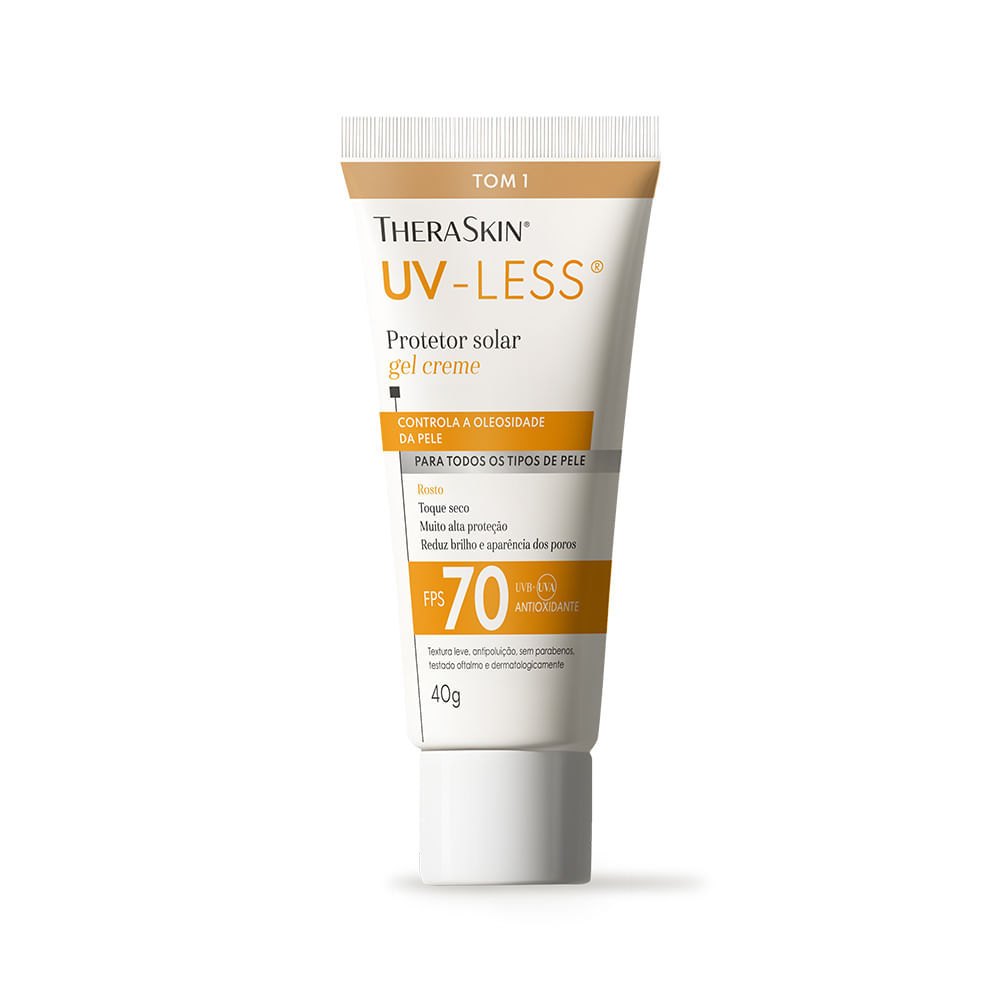Protetor Solar Theraskin UV Less FPS70 Gel Creme Tom 1 40g em Oferta na Shopee