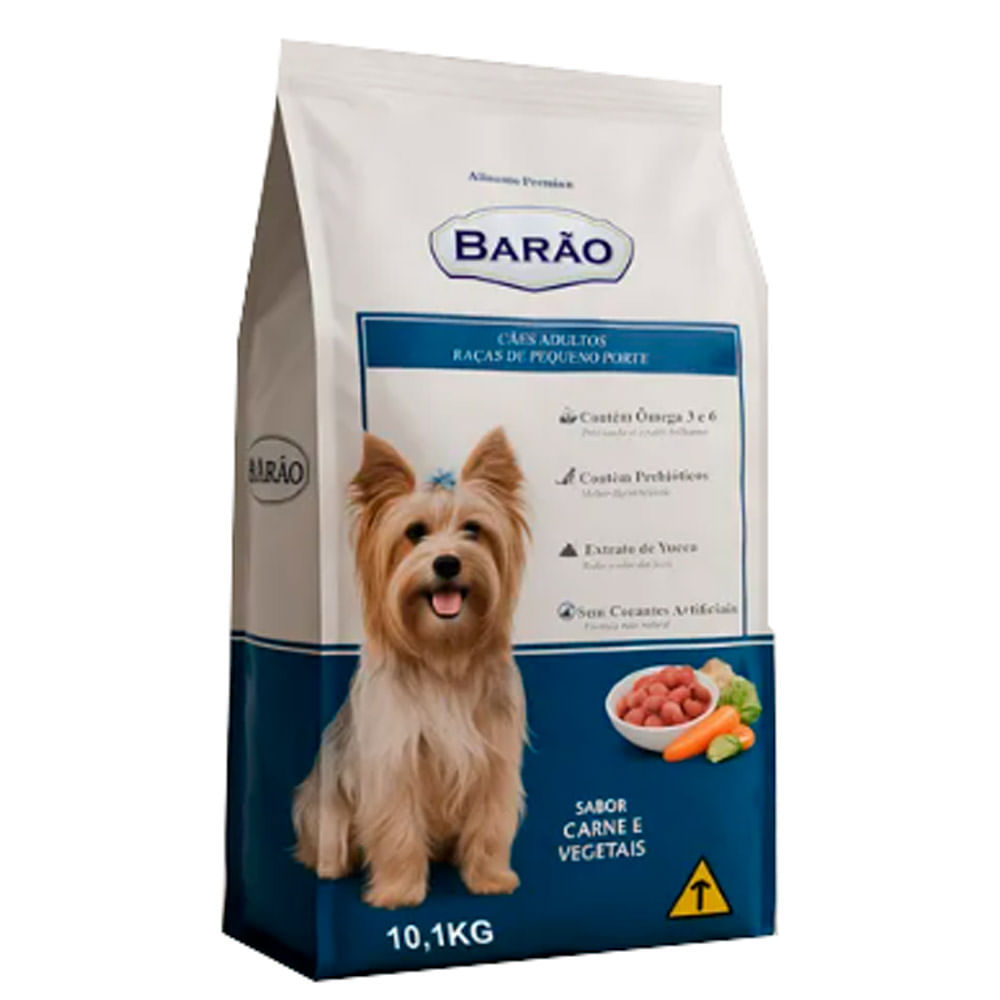 Ração para Cães Barão Adultos Raças de Pequeno Porte Sabor Carne e Vegetais 10,1Kg em Oferta na Shopee