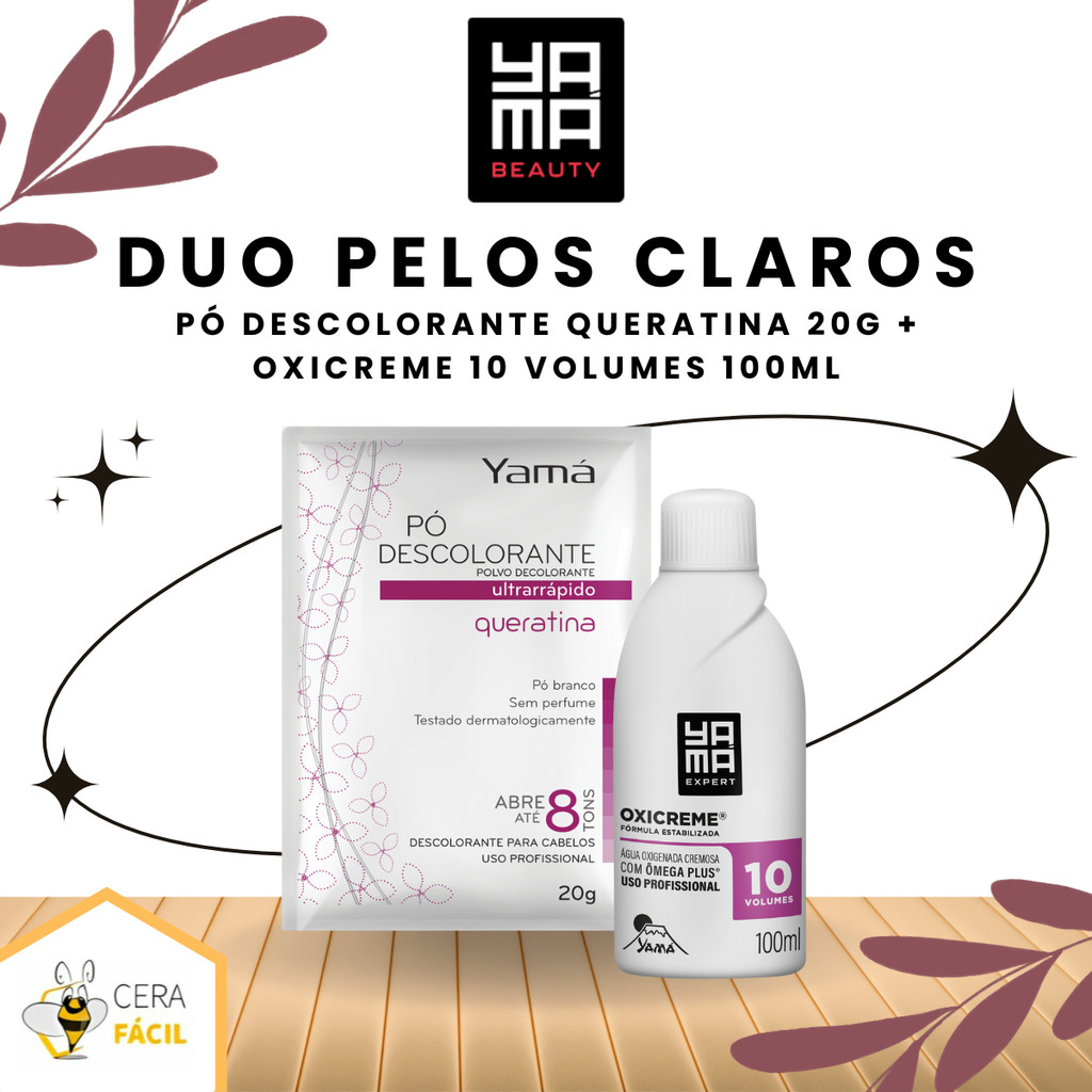 Kit Duo Pelos Claros Yamá - Pó Descolorante Queratina 20g + Oxicreme 100ml