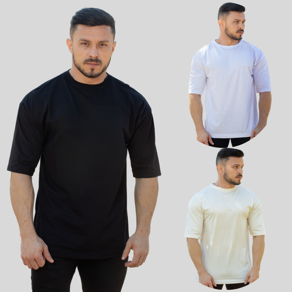 Camiseta Oversized Masculina Básica Lisa Streetwear Algodão Premium 100 Porcento Estilo Moda Casual