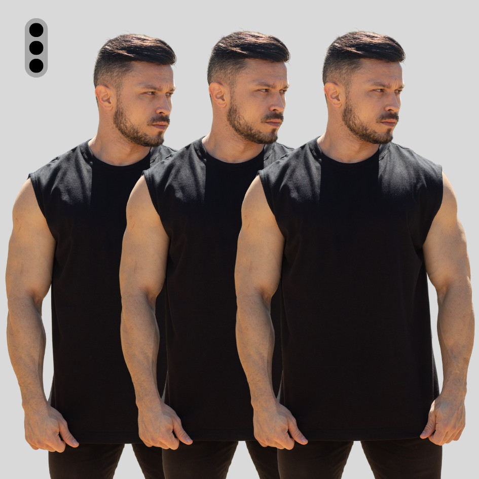 Kit Regata Cavada Masculina Algodão Premium Básica Lisa Streetwear Academia Treino Conforto Verão