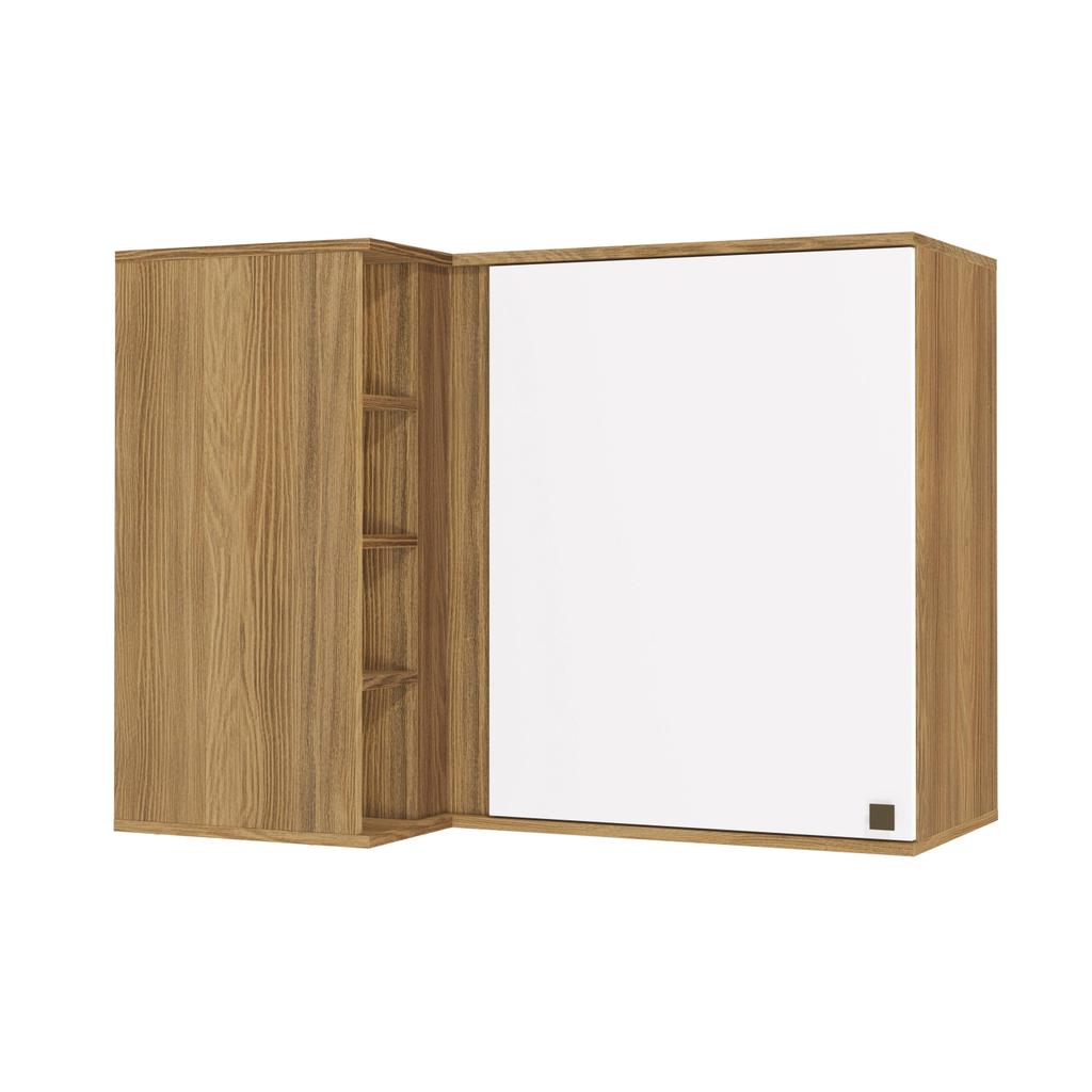 Armário Aéreo de Canto Reto Celeste Kappesberg 100% MDF 1 Porta 4 Nichos Nogueira/Branco 98cm em Oferta na Shopee