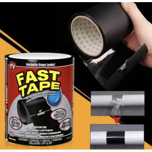 Fita Impermeável Para Vazamentos Fast Tape Flex Tape Forte Vedação Preto