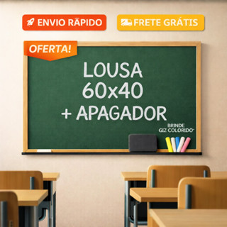 🟢 Lousa Quadro Verde Escolar 60x40 com Moldura em Madeira 🧽 Apagador Incluso  Giz Colorido de Brinde em Oferta na Shopee