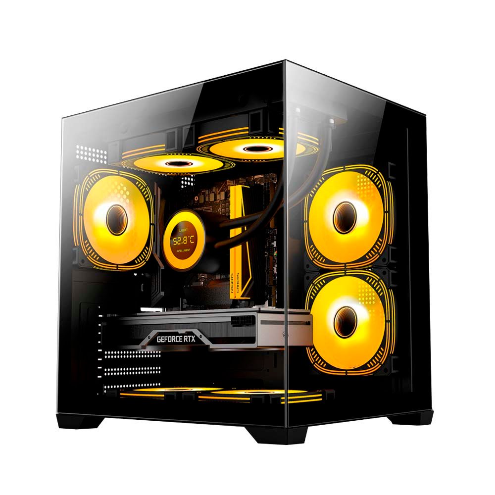 GABINETE GAMER DUEX AQUARIO, MID-TOWER, LATERAL E FRONTAL DE VIDRO, PRETO, SEM FAN - DXGA275BK