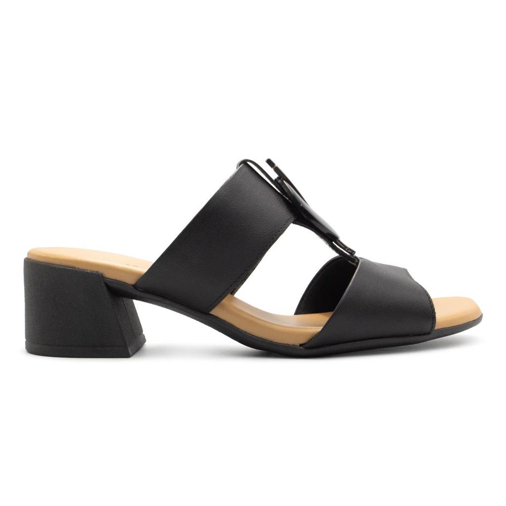 Tamanco Usaflex Feminino Couro Salto Bloco Bico Quadrado Casual AL2003 em Oferta na Shopee