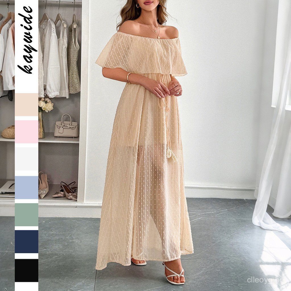 Diyun Cross-Border europeu americano temperamento elegante tubo superior espartilho de manga curta feminino saia longa v