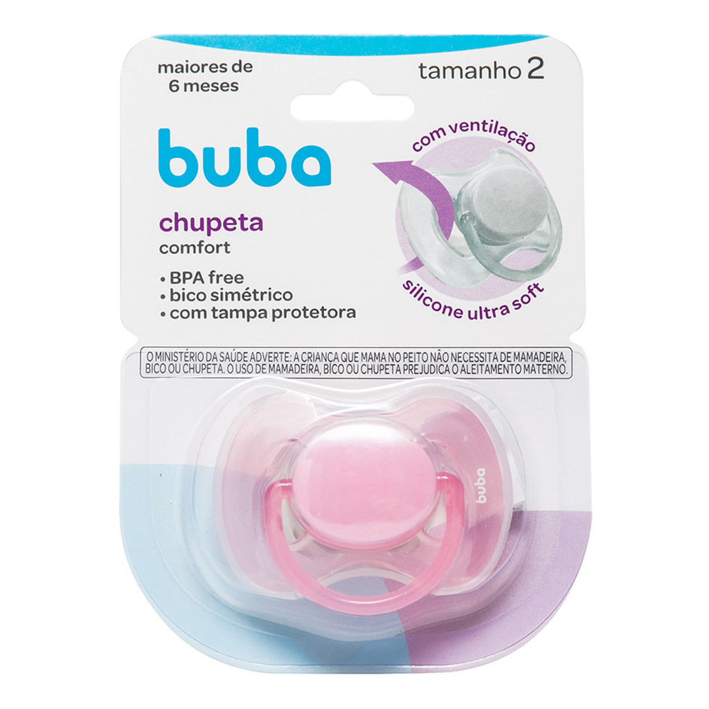 Chupeta Buba Comfort Tamanho 2 +6m Rosa em Oferta na Shopee