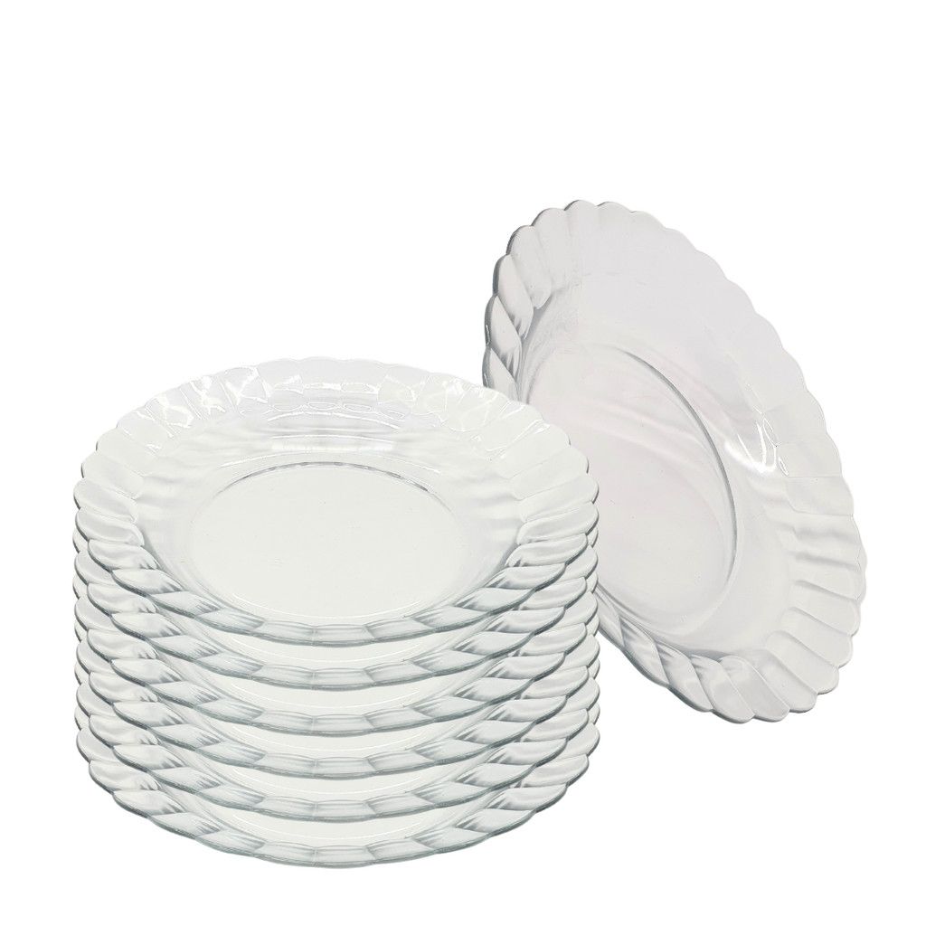 Jogo 6 Pratos Vidro Transparente Fundo Sopa 22 Cm Jantar
