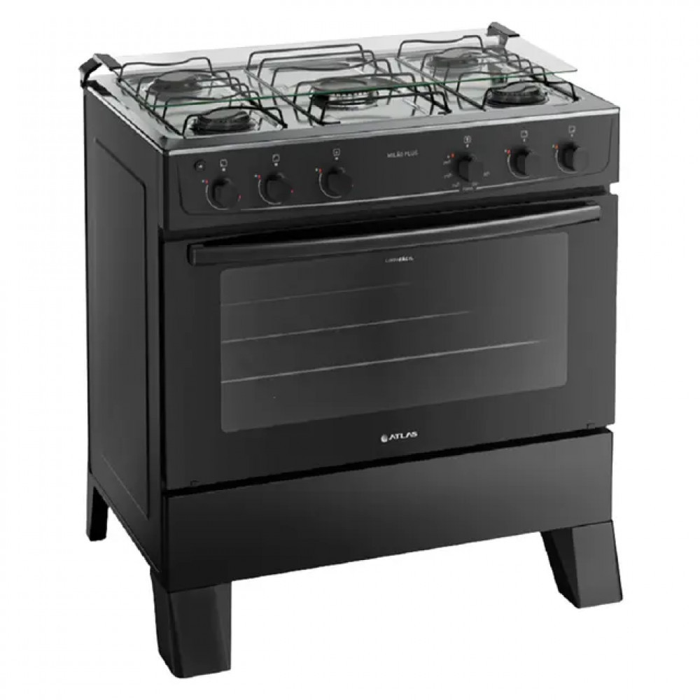 Fogão Milão Bivolt Plus 5 Bocas Automático Mesa de Inox Atlas