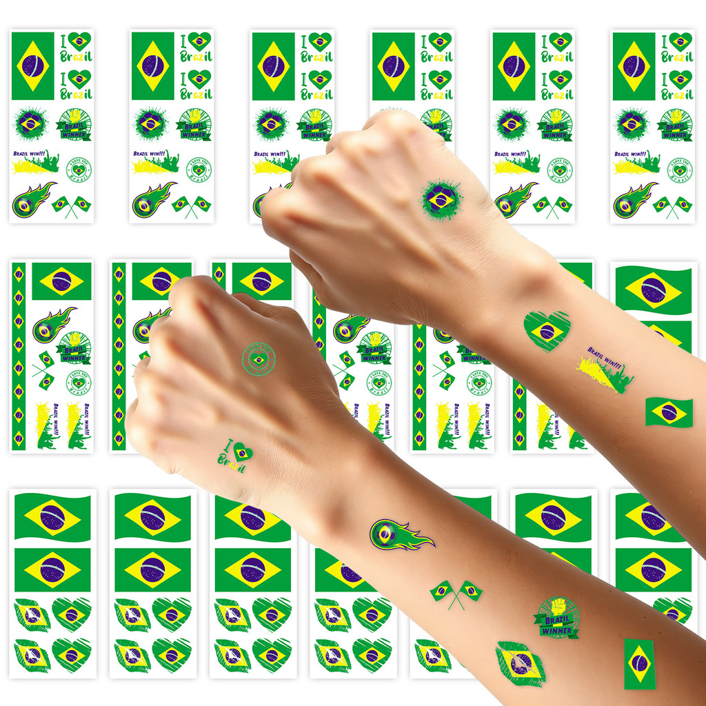 2026 Copa do Mundo Brasil Tatuagem Adesivos Bandeira Celebração Festa Rosto Decoração Adesivos Tema de Futebol